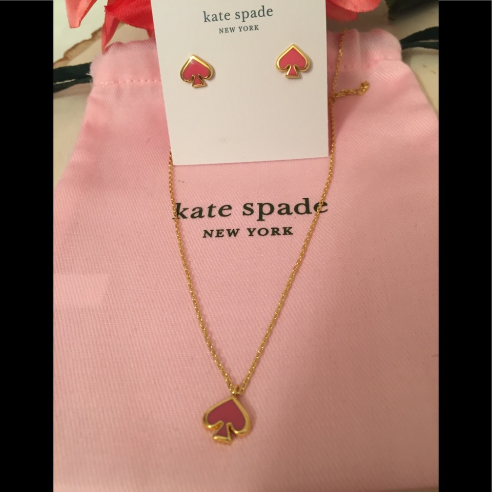 Kate Spade Everyday Spade enamel Studs & necklace
